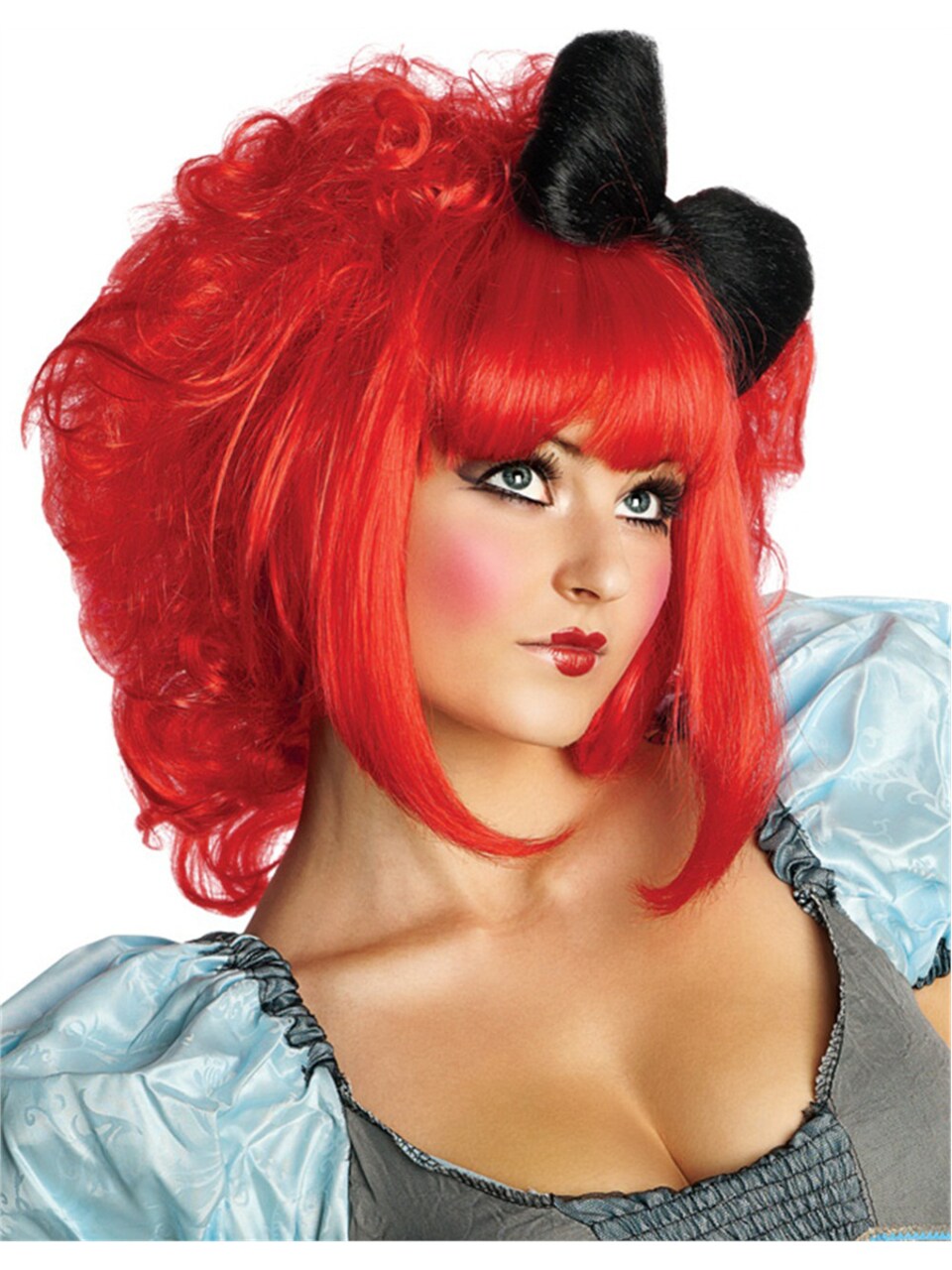 Adult Womens 80s Red Harajuku Anime Costume Cosplay Wig With Black Bow